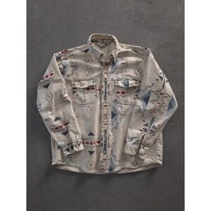 Vintage 1980s The Sportsman's Guide Southwestern Flannel Chamois Shirt L